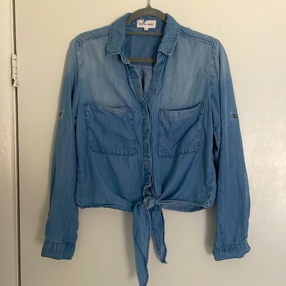 Bella Dahl chambray tie long sleeve blouse S NWOT